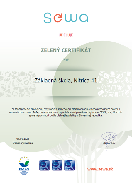 Zelený certifikát 1
